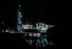 Advanced offshore platform floating in deep ocean waters with high-tech equipment