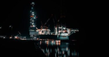 Advanced offshore platform floating in deep ocean waters with high-tech equipment