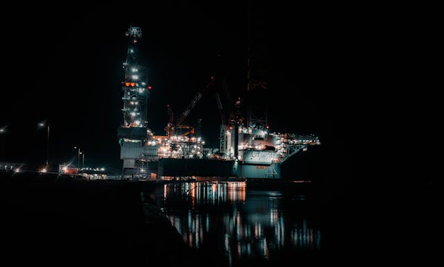 Advanced offshore platform floating in deep ocean waters with high-tech equipment
