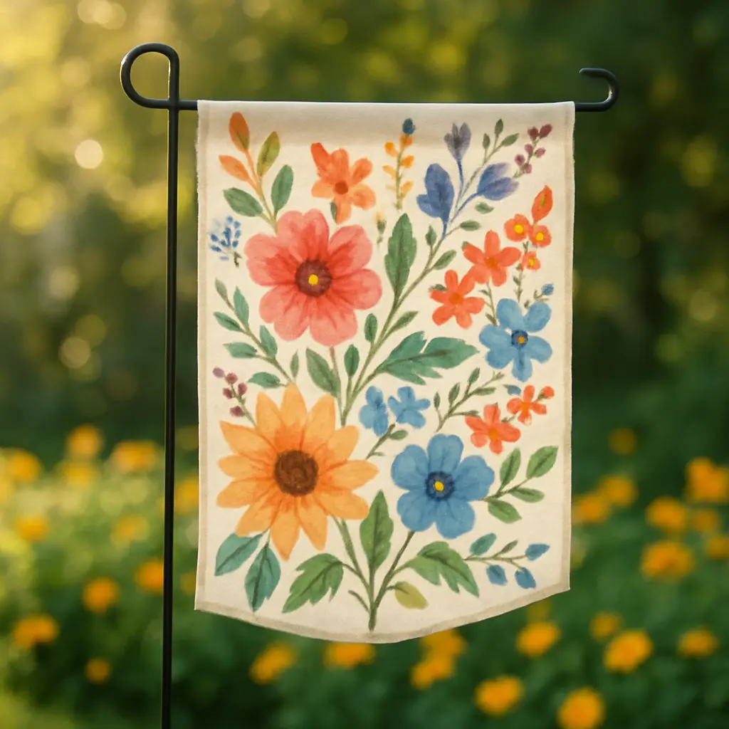 Seasonal garden flag from flagbeez com displayed outdoors