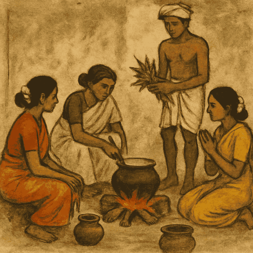 Elders narrating Énmekim stories to the younger generation