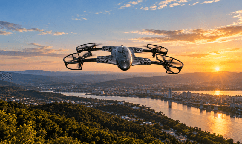 Drone camera 4K capturing aerial footage of a construction site from above